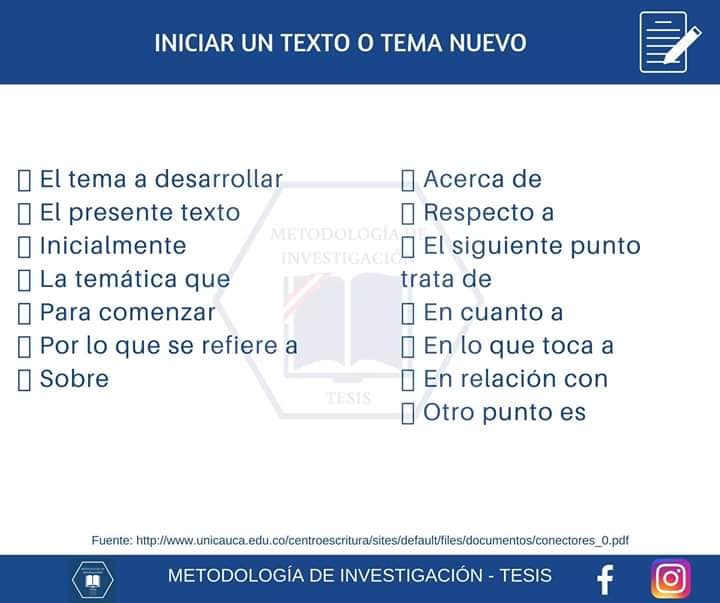 conectores iniciar texto