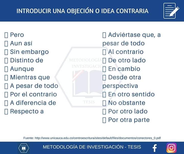 conectores introducir objecion o idea contraria